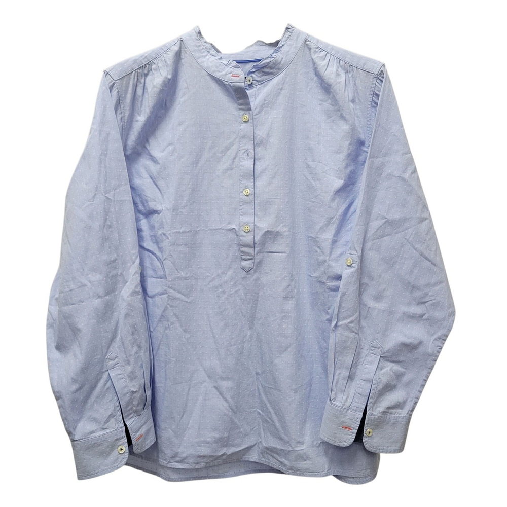 Talbots Women's Ruffled Collar Roll Tab-Sleeves Cotton Top Blouse Size 2Xp